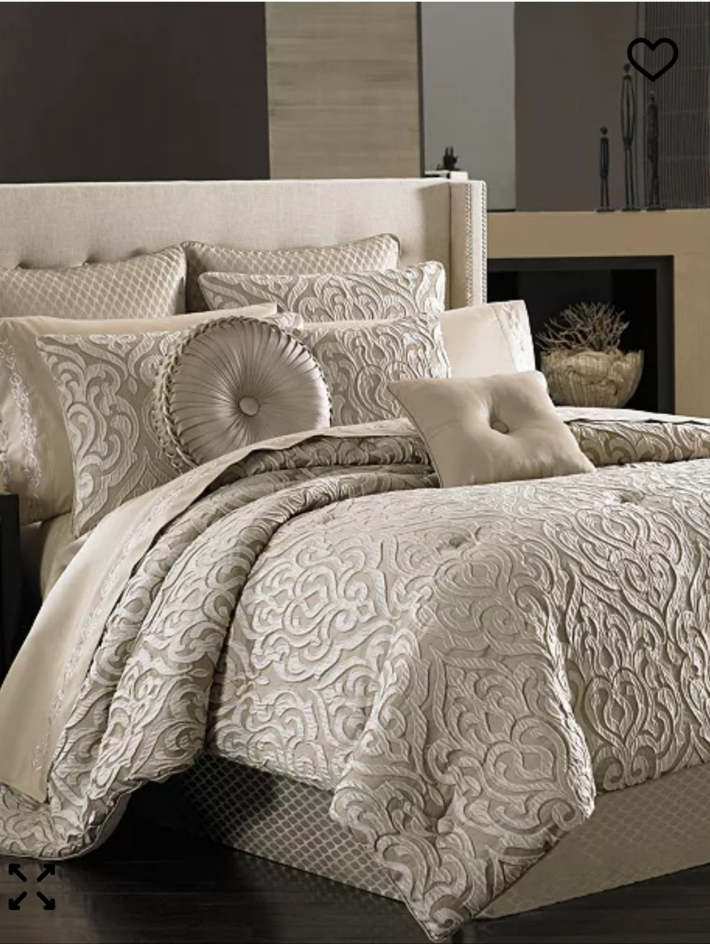 J Queen Luxury Embroidered Comforter Set in Champagne